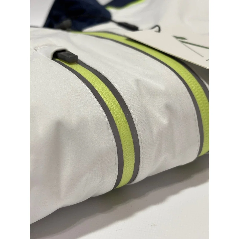 NWT Above The Links Mens Golf Windbreaker Jacket Short Sleeve White Navy Neon L‎